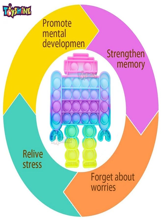 Toyshine Pack of 1- Robot- Fidget Popping Sounds playset , BPA Free Silicone, Push Bubbles playset for Autism Stress Reliever, Sensory Playset - Image 4